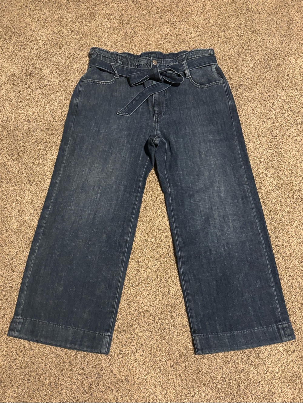 J. Crew Dark Blue Wide-Leg Paperbag Waist Jeans